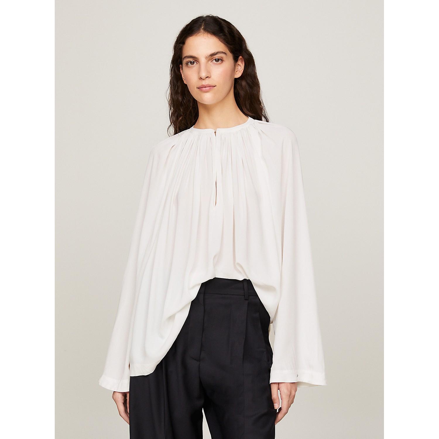 TOMMY HILFIGER Gathered Crepe Top
